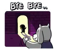 a cartoon character says bye bye to another character