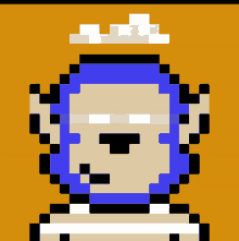 a pixel art of a monkey with a crown on it 's head