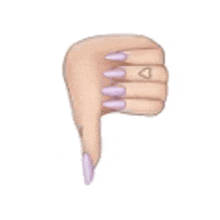 a woman 's hand with long purple nails and a heart tattoo on her finger .