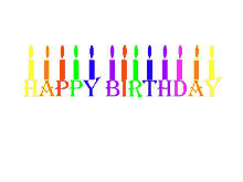 a row of colorful birthday candles with the words happy birthday