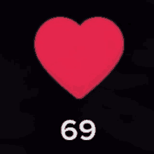 a red heart with the number 69 underneath it