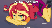 sunset shimmer from my little pony equestria girls laying on the ground crying