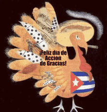 an illustration of a turkey with the words feliz dia de accion de gracias on it