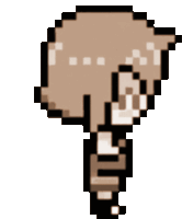 a pixel art drawing of a person 's head with a white background