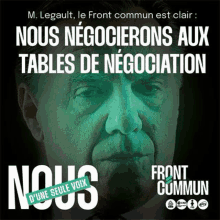 a poster with a man 's face on it that says nous