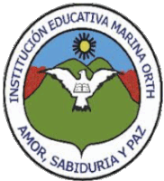 a logo for instituto educativa marina orth with a dove and mountains in the background