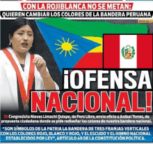 a woman stands in front of a flag and a sign that says iofesa nacionali