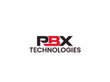 a red and black logo for pbx technologies is on a white background