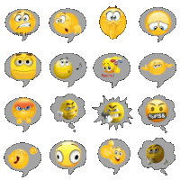 a set of smiley faces with speech bubbles including one that says % # ! s &