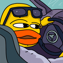 a cartoon of a yellow duck wearing sunglasses