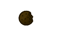 a cartoon drawing of a cookie with a bite taken out of it