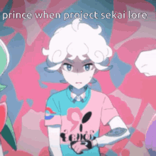 a cartoon of a boy with the words prince when project sekai lore below him