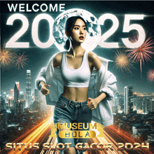 a poster that says welcome 2025 with a woman running on it