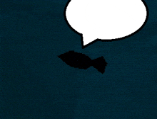 a speech bubble with a fish in the background