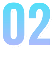 a blue and white number 02 with a white border