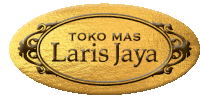 a gold oval with the words toko mas laris jaya on it