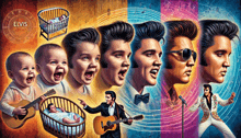 a painting of elvis presley 's life with a baby in a crib