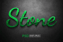 the word stone is written in green letters on a dark background