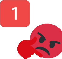 a red smiley face is pointing to a red square with the number 1 on it