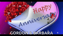 gordon and barbara are celebrating their anniversary with a heart and roses