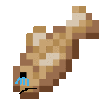 a pixel art of a dead fish with tears coming out of its eyes .