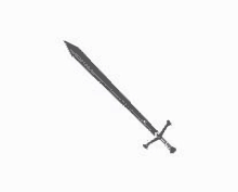 a long sword with a cross on the handle is on a white background .