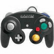 a black game controller for the nintendo gamecube is shown .