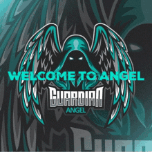 a logo for guardian angel shows a dark angel with wings