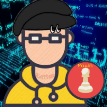 a cartoon of a man with a pawn in front of a computer screen