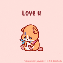 a cartoon of a dog crying with the words love u above it