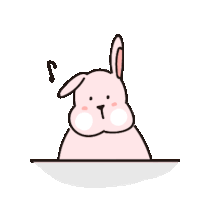 a cartoon illustration of a pink bunny rabbit with a surprised expression on its face .