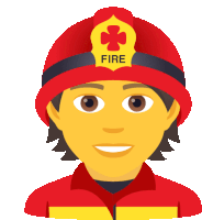 a fireman wearing a red helmet that says fire