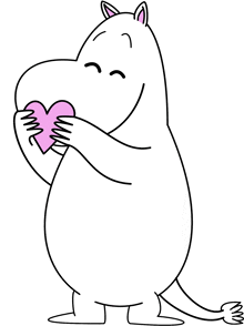 a drawing of a hippo holding a pink heart