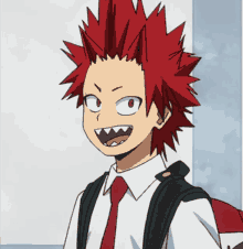 a red haired anime character wearing a white shirt and tie