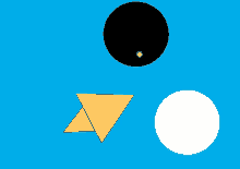 a blue background with a circle a triangle and a white circle