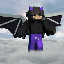 a minecraft character with purple horns and wings