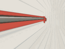 a painting of a red railing in a room