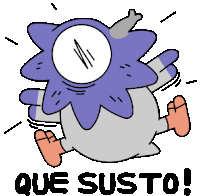 a cartoon character with a crown on its head and the words que susto below it