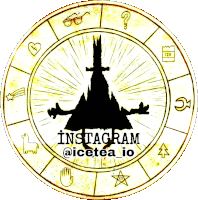 a logo for instagram @icetea_io with a silhouette of bill cipher