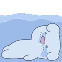 a cartoon drawing of a polar bear laying in the ocean