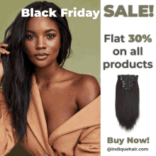 a black friday sale advertisement with a model