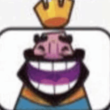 a cartoon king with a crown on his head is smiling and laughing .