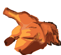 a cartoon drawing of a chicken laying down on its back