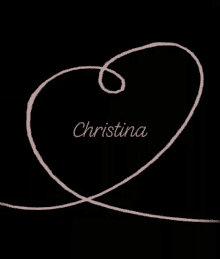 a pink swirl with the name christina written on it