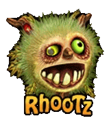 a picture of a monster with the word rhootz on it .