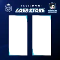 a blue background with the words testimoni ager store on the top