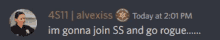 a blurred image of a police officer with the words " im gonna join ss and go rogue " below it