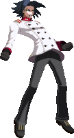 a pixel art drawing of a man in a white jacket