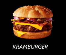 a picture of a hamburger with the word kramburger underneath it