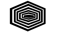 an optical illusion of a black and white hexagon on a white background